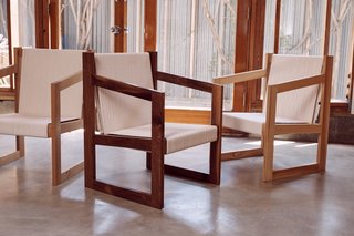 Peek Inside the Frank Gehry Rental of an Emerging L.A. Furniture Designer - Photo 8 of 11 - The Chair No. 2 by Dust to Dust is based on designer Kristin Grant Fowler's experience in boatbuilding. The chairs are available in oak, walnut, and ash with mortise-and-tenon joints; 500 feet of rope comprise the seat and back. A dark shou-sugi-ban version, not pictured, is also available.