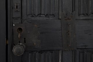 Graphic Design Inspired This Handcrafted Canyon Hideaway - Photo 3 of 10 - One of the existing elements that Lara and Chad Hogan kept at their Topanga Canyon home was a door that the previous owners, archaeologists, had imported from South America. 