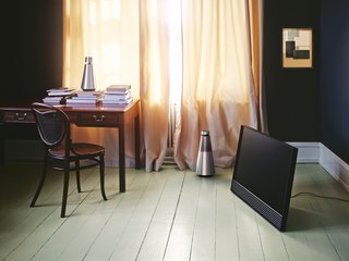 Sound and Vision: Elegant New Home Electronics From Denmark - Photo 2 of 3 - With a similar aluminum casework to BeoSound 1, BeoSound 2 is distinguished by a vertical grille. Slightly larger and more powerful than its counterpart, it requires a permanent power connection. 