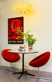 After Superstorm Sandy in 2012, architectural designer Daniel Ian Smith revamped his garden apartment in Manhattan’s West Village over nearly two years. The original George Nelson lamp is an heirloom from his great aunt. The Soviet-era theater poster is from Poland. 
