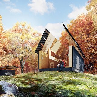 Passage of Time - Photo 1 of 3 - SKYHUT by Waind Gohil + Potter has a roof that opens to the stars—a nod to Cadair Idris, where legend has it that travelers sleeping outside would awaken as poets or madmen. 