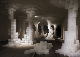 Architecture Remix - Photo 1 of 8 - The units are comprised of 27 spheres. Held together by hot glue, the units can connect to each other by Velcro fasteners at the corners. 