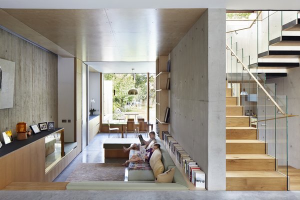 This Modern Courtyard Home Celebrates a 100-Year-Old Tree - Photo 7 of 8 - Many of the lights and rugs are from local shops. "We like to look for unusual and unbranded, often around Dulwich," says Edgley. 