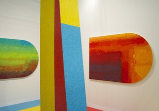 This Artist Will Make You See Linoleum in a Whole New Way - Photo 3 of 4 - Paper pulp pieces were included in an installation of VCT-clad sculptures at the Armory Show in 2016. 