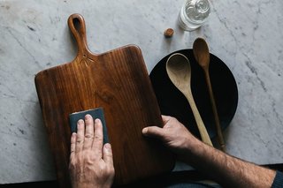 "Wet-sanding" for especially ornery grains and rough spots.
