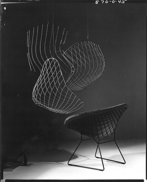 Making Bertoia - Photo 1 of 14 - Outake from an advertisement for the Bertoia Diamond Chair. Photograph by Herbert Matter. Image from the Knoll Archive.