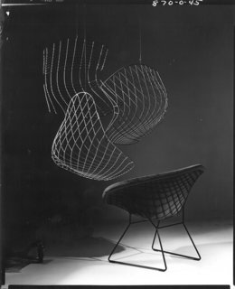 Outake from an advertisement for the Bertoia Diamond Chair. Photograph by Herbert Matter. Image from the Knoll Archive.