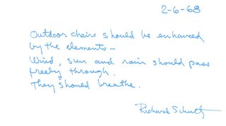 Richard Schultz: Always Pioneering - Photo 12 of 12 - An excerpt from a letter by Richard Schultz, 1968. Image from the Knoll Archive.
