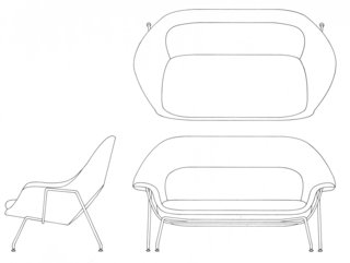 Knoll Inspiration: Reintroducing the Womb Settee - Photo 5 of 8 - Dimensional drawing of Model 73 Womb Settee, 1948. Photograph from the Knoll Archive.