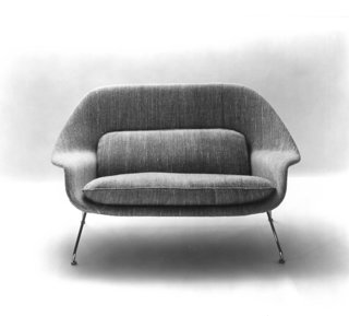 Knoll Inspiration: Reintroducing the Womb Settee - Photo 6 of 8 - Promotional photograph of the Model 70 Womb Settee, 1948. Photograph from the Knoll Archive.