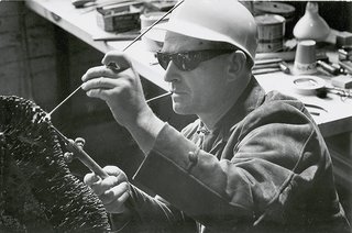 Knoll Inspiration: Harry Bertoia Centennial Celebration - Photo 1 of 5 - Bertoia working with an acetylene torch, 1952.
