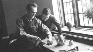 Knoll Inspiration: Harry Bertoia Centennial Celebration - Photo 3 of 5 - Harry Bertoia teaching metalworking at Cranbrook Academy, 1940.