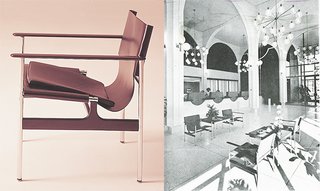 Knoll Inspiration: The Pollock Arm Chair - Photo 3 of 6 - (Left) The Pollock Arm Chair (657), 1960 (Right) Chairs photographed in the main banking lobby of the Sumitomo Bank of California, Oakland (Shig Iyama, A.I.A.). Photograph by Roger Sturtevant, appeared in a feature by Burt Orben in Interior Design, March 1966