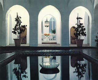Morocco Modern - Photo 4 of 11 - The central courtyard of York Castle contained a swimming pool with a stone fountain at its center. 