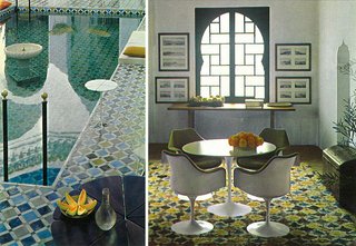 Morocco Modern - Photo 7 of 11 - The swimming pool and living room of York Castle boasted intricate patterns in rich blues and greens. 