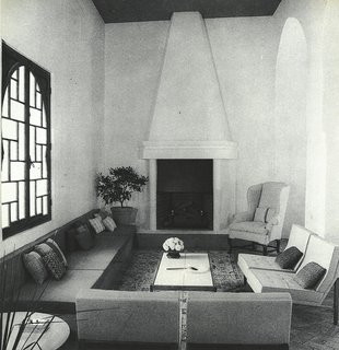 Morocco Modern - Photo 8 of 11 - The main part of the 48-foot-long living room of York Castle, where Florence Knoll chairs were arranged around the fireplace. 