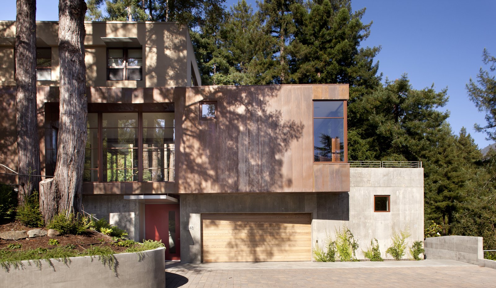copper & concrete facade