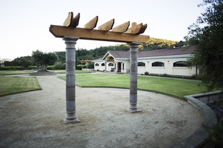 A Northern California Winery’s Breathtaking Vistas Are Enhanced by Natural Redwood - Photo 4 of 5 - In addition to the pergolas, a redwood arbor sits at the front of the property for use by wedding parties, and can be moved to different locations as desired.
