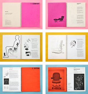 Creatures of Comfort - Photo 1 of 2 - The Ergon chair was introduced in 1976 after Stumpf conducted 10 years of research into how people really sit when they work. His concept books, shown here, included documentation of consultations with orthopedic surgeons and cardiovascular specialists to understand the effects of chairs and the seated posture on the body's circulatory system, muscles, and bones.