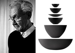 The Story of an Extraordinary Bowl - Photo 1 of 5 - The Danish material researcher Herbert Krenchel and the Krenit series in six different sizes. 