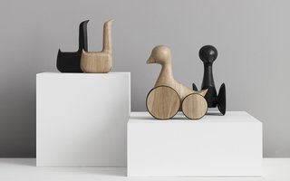 What's Up With All The Wooden Figures? - Photo 1 of 6 - Swan and Ducky figures in natural and black oak. 