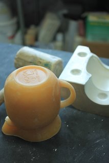 Sausalito Dinnerware Factory Tour - Photo 8 of 35 - Using a wax cast to craft the custom molds.
