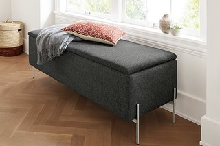 Storage Benches for Every Space - Photo 1 of 6 - Paxton storage ottoman in Sumner charcoal fabric