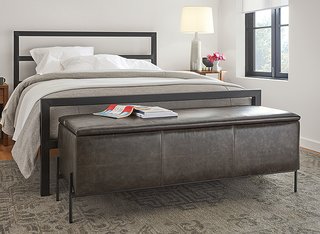 Storage Benches for Every Space - Photo 2 of 6 - Paxton storage ottoman in Portofino smoke leather