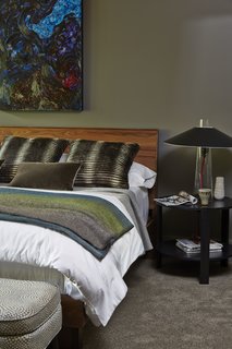 Hudson bed, Greene end table, Quinn ottoman, Haven throw