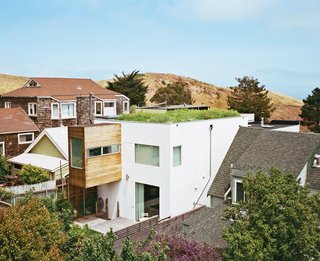 These 10 Green Roofs Bring Life—and So Much More—to These Modern Structures - Photo 6 of 11 - Liang's 580-square-foot green roof is like a piece of the hill; its indigenous vegetation—seeded by birds and wind—is irrigated only by seasonal rain and dew. Purple thistles, California poppies, clover, and dandelions have all taken root in the roughly ten-inch-deep, lightweight humus and grape-husk soil. 