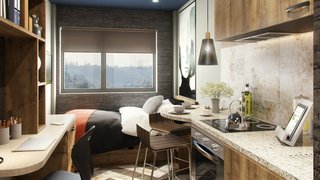 "Lisbon is traditionally decorated with blue and white, as you can see in the many ceramic tiles on the buildings' facade. We wanted this tradition to be reflected in our scheme, so for example, we added a touch of blue to the bedrooms, and warmed them up with brown, brass, and copper elements." - Design Command