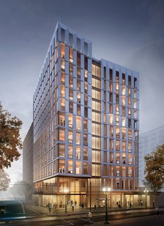 The First Mass Timber High-Rise Building in the U.S. Gets the Green Light For Construction - Photo 1 of 6 - Exterior rendering, Framework. 