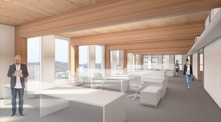 The First Mass Timber High-Rise Building in the U.S. Gets the Green Light For Construction - Photo 3 of 6 - Office rendering, Framework. 