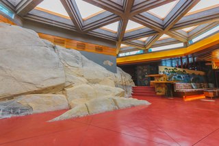 A Home on a Private Island That's Based on a Frank Lloyd Wright Design Is on the Market For $14.9M - Photo 6 of 14 - Additional light is brought into the living space by a series of triangular skylights. 