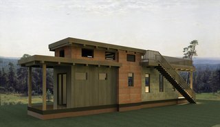 Test Out Tiny House Living at One of These Nature-Immersed Cabin Resorts - Photo 13 of 14 - A rendering of the Flat Roof Caboose cottage was customized for Wildwood by Wheelhaus. 