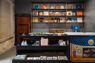 A New Experiential Hostel in Austin Offers Unique Lodging in a Restored Railway Hotel - Photo 5 of 16 - The reception area and gift shop.