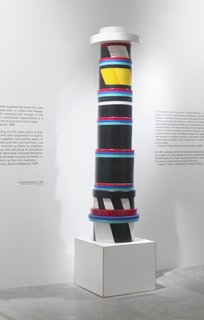 An Exhibit on Italian Designer Ettore Sottsass Highlights His Colorful Work and Rebellious Ways - Photo 4 of 15 - Menhir Distributore di Potere, 1967, Ceramic, Private Collection, Europe. The exhibition highlights five of the original industrial ceramic totems that comprised a project originally displayed at the Galleria Sperone in 1967, including Menhir (shown here). 