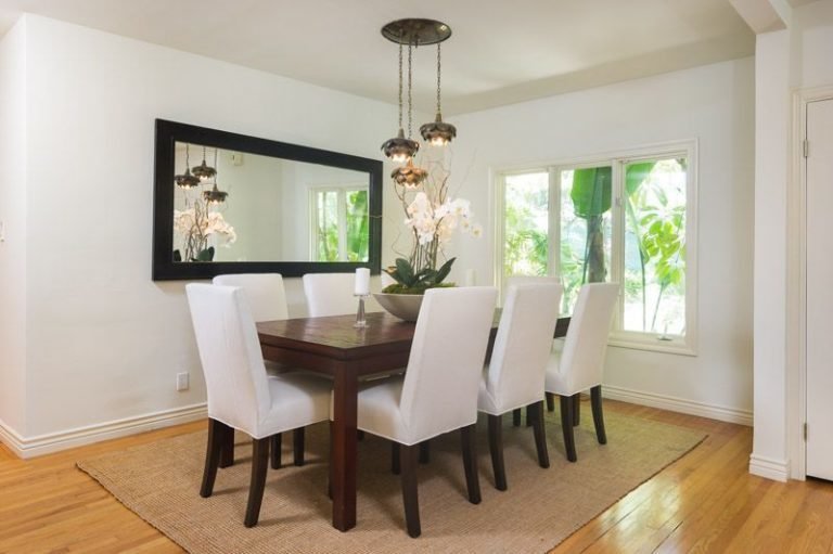 The dining room nook is set off the living area.