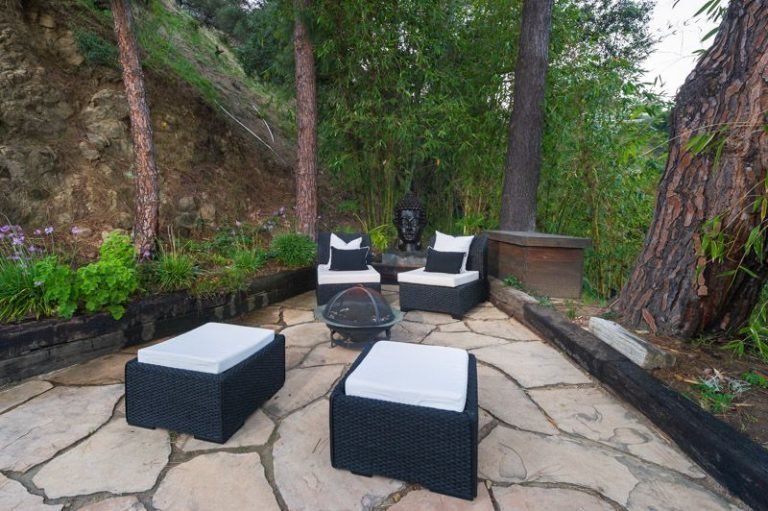 A backyard fire pit for cool California evenings.