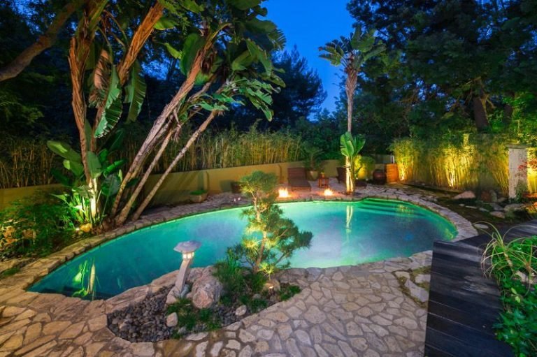 The lagoon-like swimming pool.