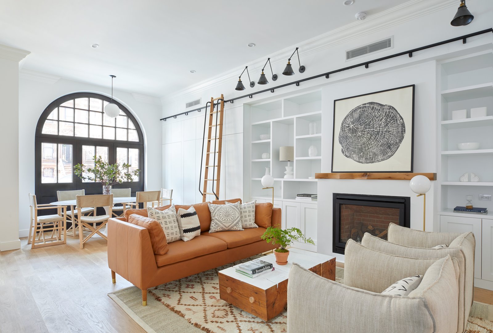 The light-filled, lovely living room of 411 Vanderbilt.
