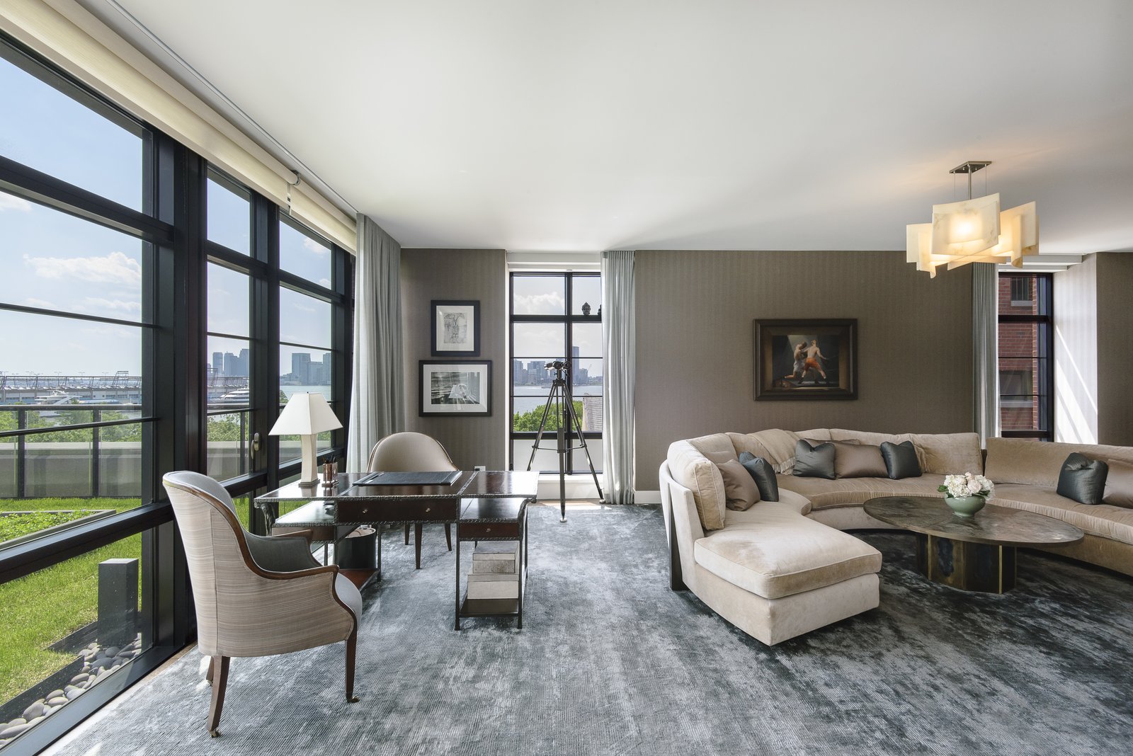 The home features an enormous great room with Hudson River views