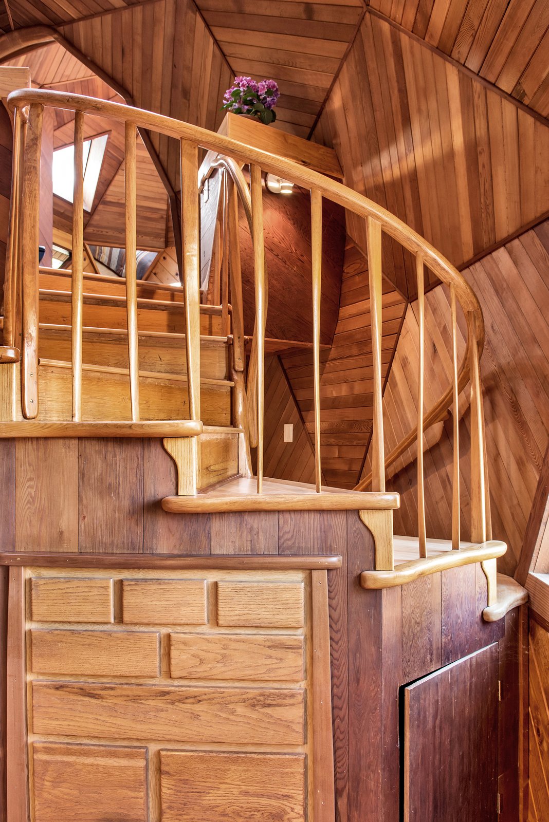 The handmade spiral staircase.