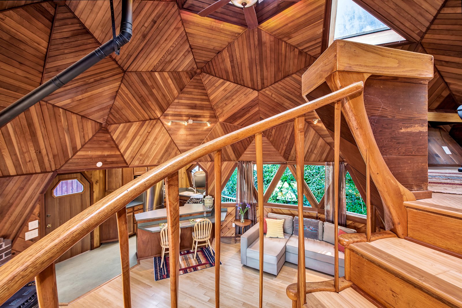 A view of the geodesic dome from the top.