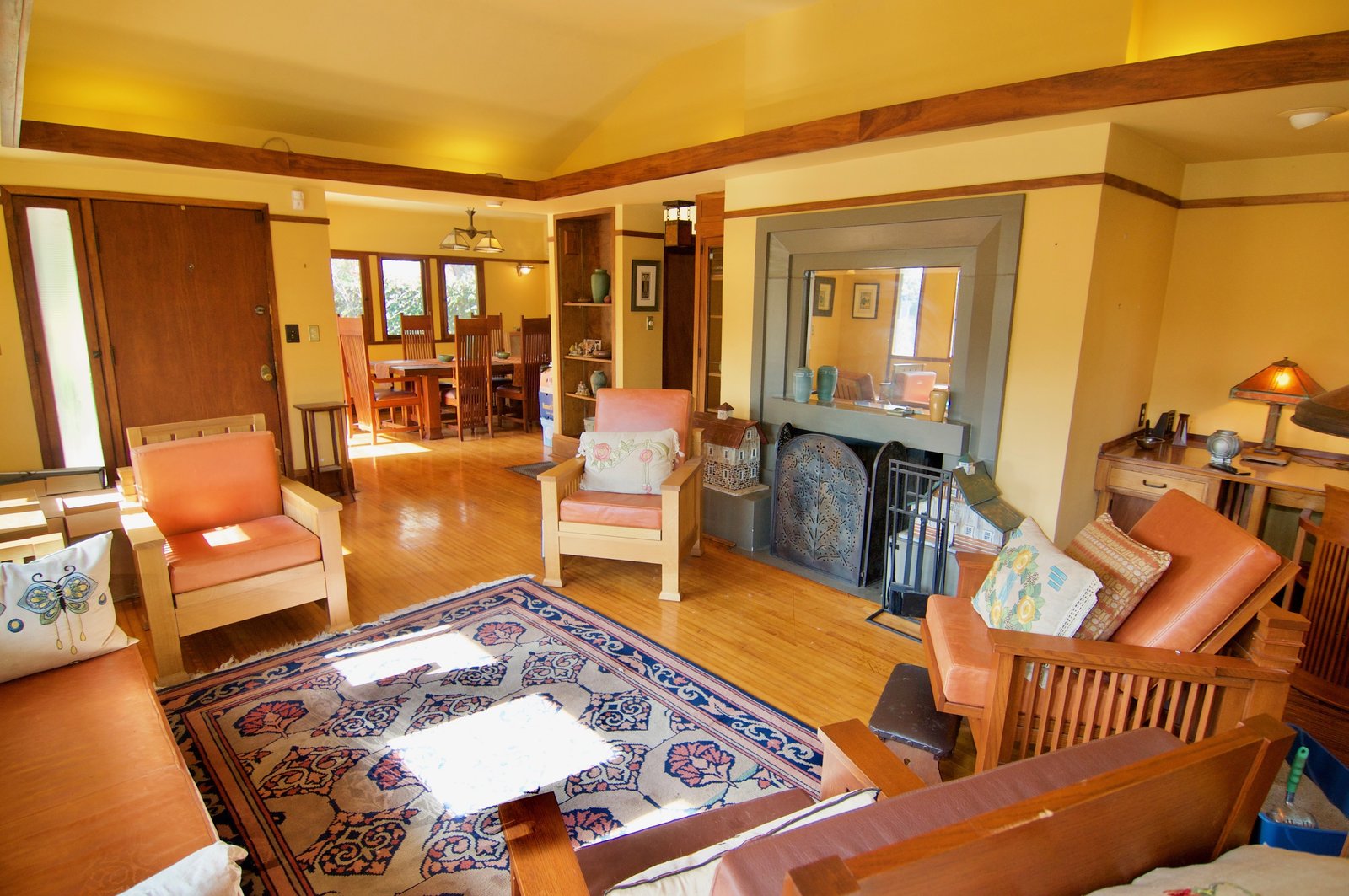 The narrow plank hardwood floors are all original.