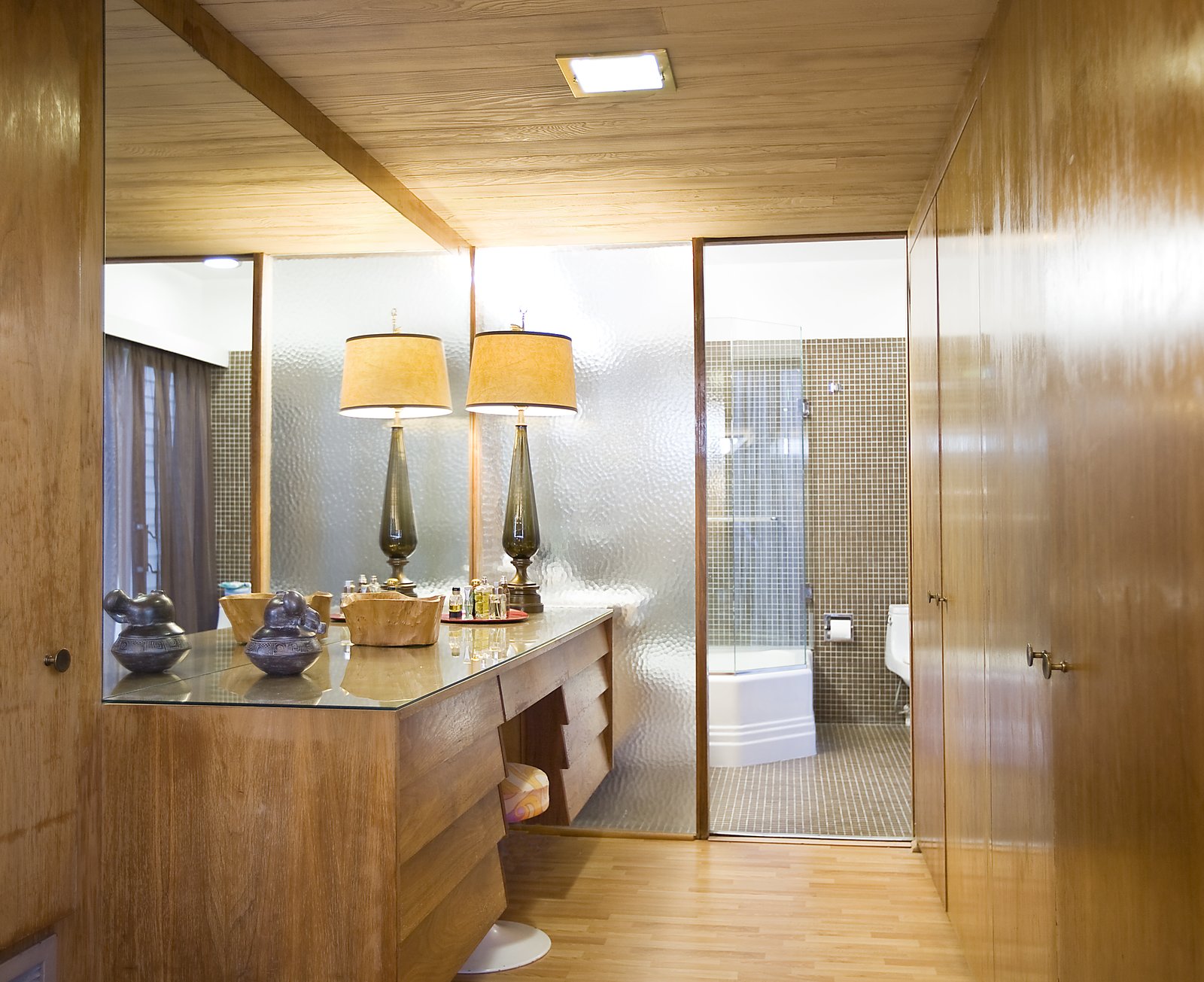 The home features original built-in pieces that enhance the midcentury vibe.
