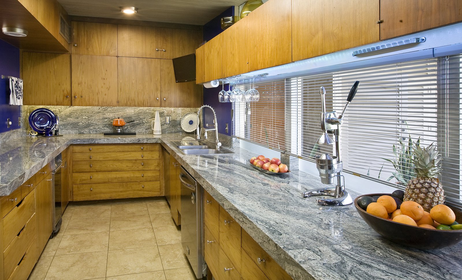 The kitchen is adjacent to the dining area.