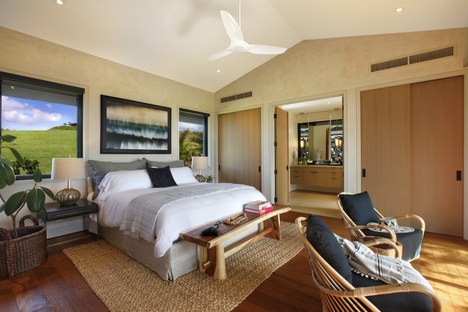 The bedroom features
