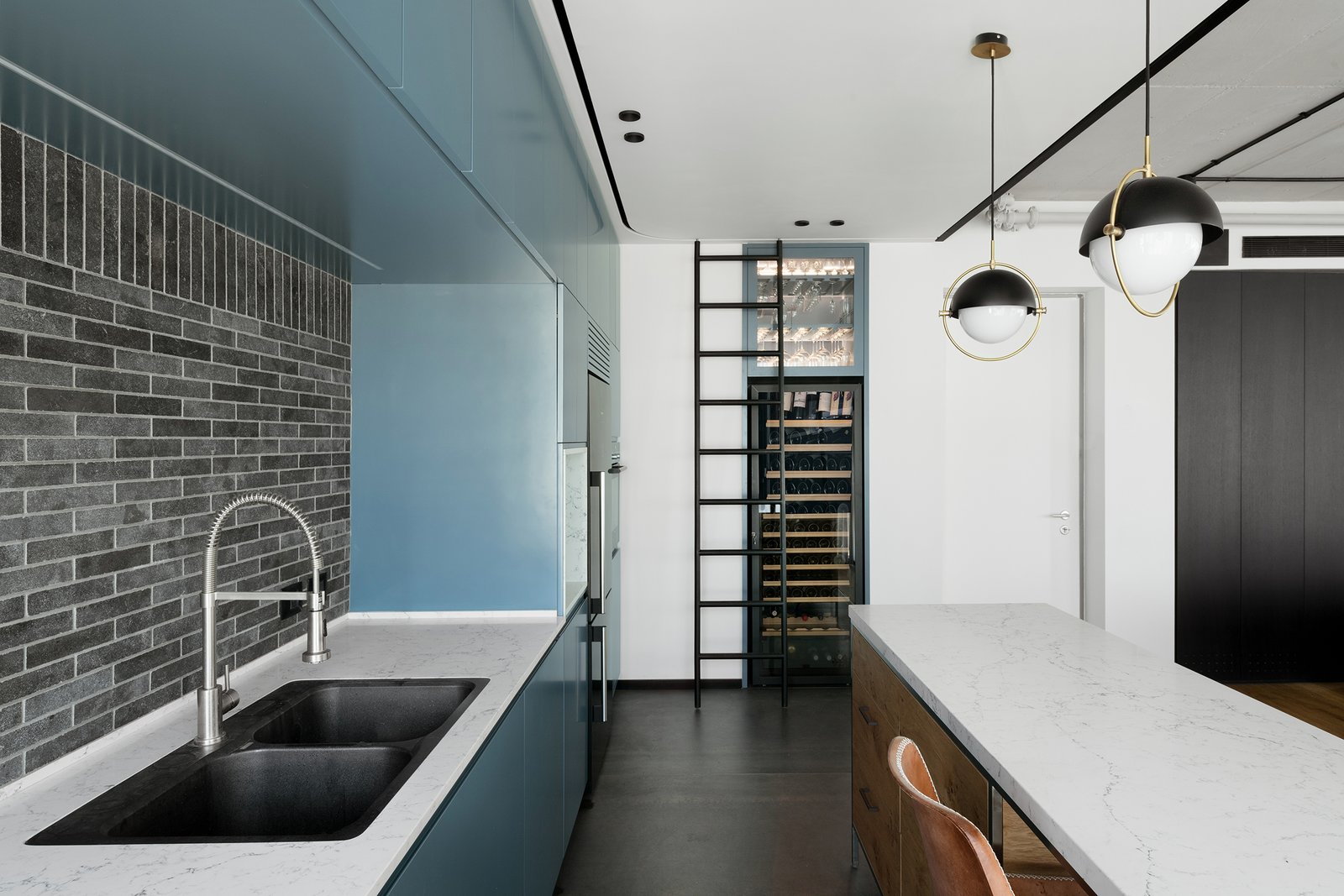 The black and white color scheme uses a cool share of teal as an accent.