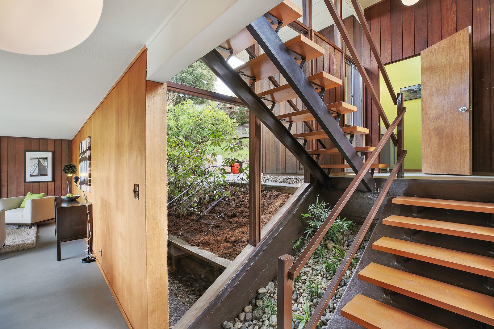 All four bedrooms are located on the upper level.
